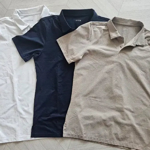 [BUNJANG] Andar Men's Polo Short Sleeve T-Shirts 3-Pack Bundle / 안다르 남성 폴로 반팔 티셔츠 3장 일괄
