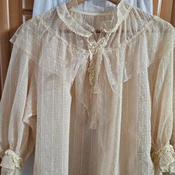 [BUNJANG] Mine Chiffon Lace Blouse / 마인 쉬폰 블라우스