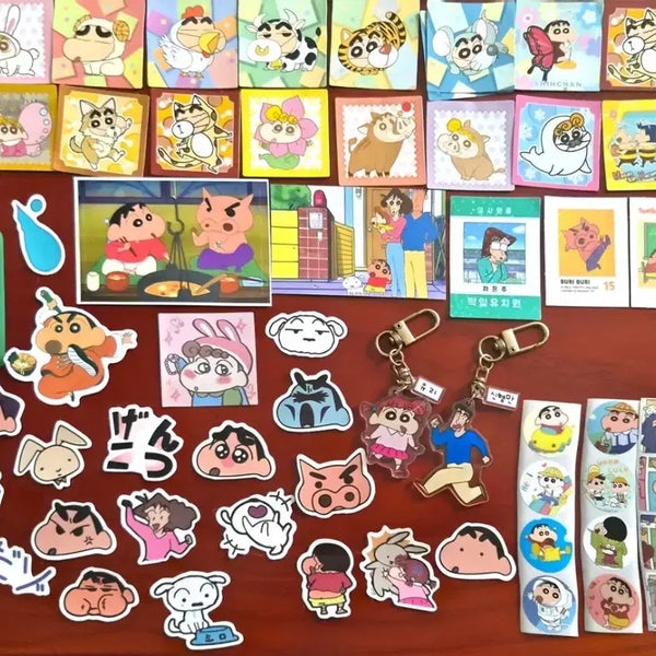 [BUNJANG] Crayon Shin-chan Stickers & Keyring Set / 짱구는못말려 스티커, 키링