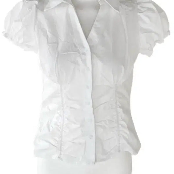 [BUNJANG] Shirring Puff Frill Short Sleeve Shirt Blouse / 셔링 주름 퍼프 프릴 반팔 셔츠 블라우스
