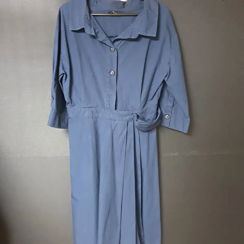 [BUNJANG] Banaik Navy Polyester Ribbed Strap Long Dress / 진짜만원 반에이크 허리스트랩 롱원피스 55 네이비