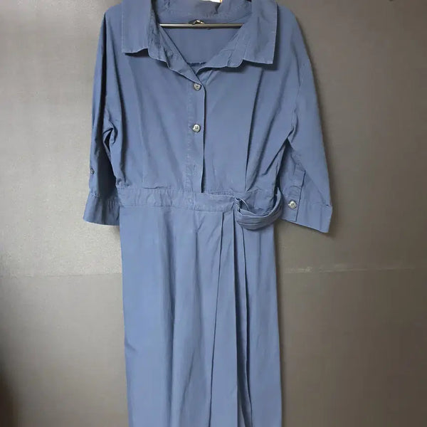 [BUNJANG] Banaik Navy Polyester Ribbed Strap Long Dress / 진짜만원 반에이크 허리스트랩 롱원피스 55 네이비