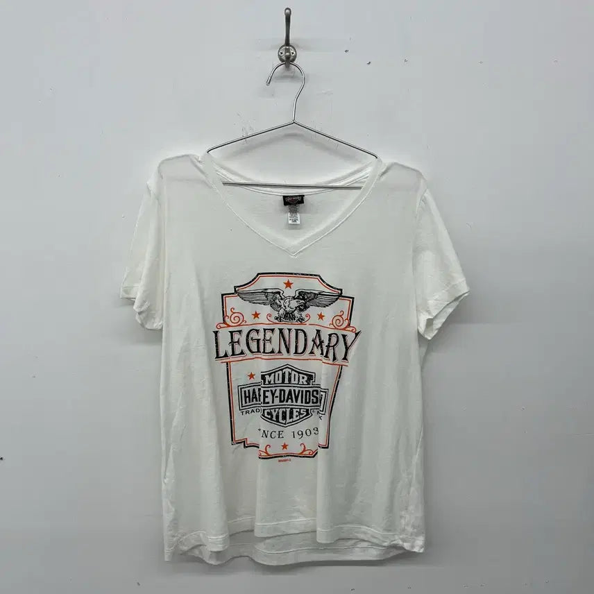 [BUNJANG] Harley-Davidson Vintage Big Printing Short Sleeve T-Shirt White Women's XL / 할리데이비슨 빈티지 빅프린팅 반팔 티셔츠 흰색 여성XL