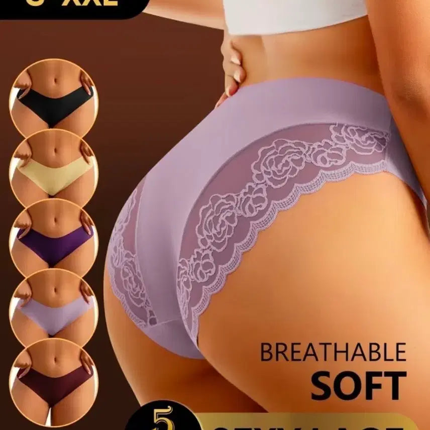 [BUNJANG] Women's Lace Lingerie Set (5 Pieces) - Size 77 / 여성 속옷 레이스 5개 세트.77사이즈