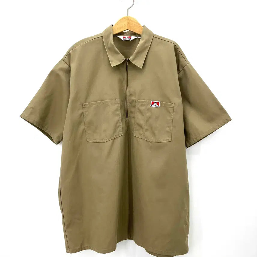 [BUNJANG] Ben Davis USA Made Half Zip Short Sleeve Shirt / [Ben Davis] 벤데이비스 USA Made 하프집업 반팔셔츠