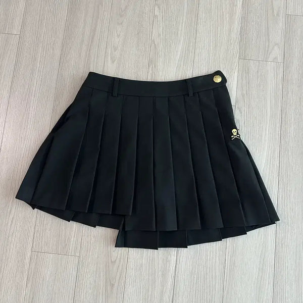 [BUNJANG] Mark &ロナ Golf Skirt Black Gold Logo Detail Size XS / 마크앤로나 봄가을 스커트 34 정품