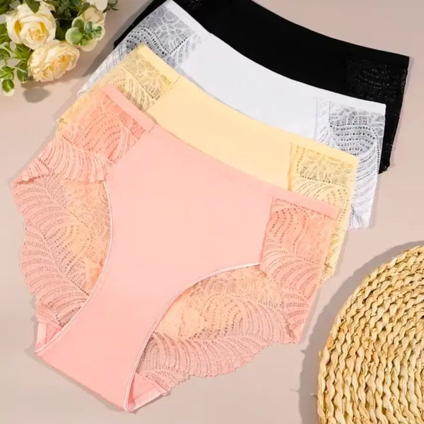 [BUNJANG] Women's Panty Set (4-Pack) - Black, White, Light Yellow, Pink - Size 77 / 4개 세트 여성 팬티 4종 (블랙/화이트/연노랑/핑크),77사이즈
