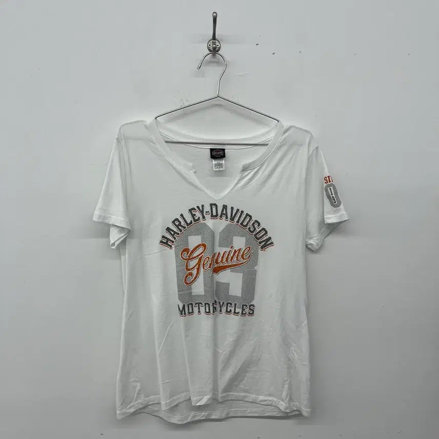 [BUNJANG] Harley-Davidson Vintage Big Logo Women's T-Shirt White / 할리데이비슨 빈티지 빅로고 여성 반팔티 화이트 여성L