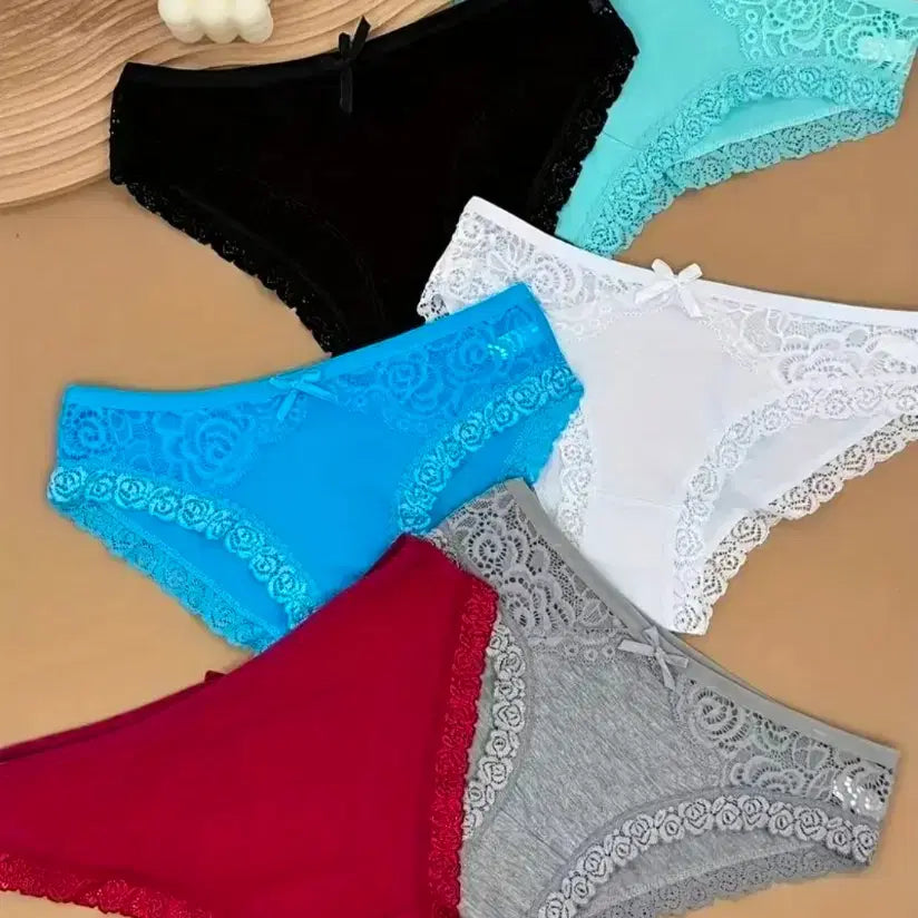 [BUNJANG] Women's Lace Panties Set (6-Piece), Size 66 / 여성 속옷 팬티 홑겹 레이스 혼합색상,66사이즈.6종