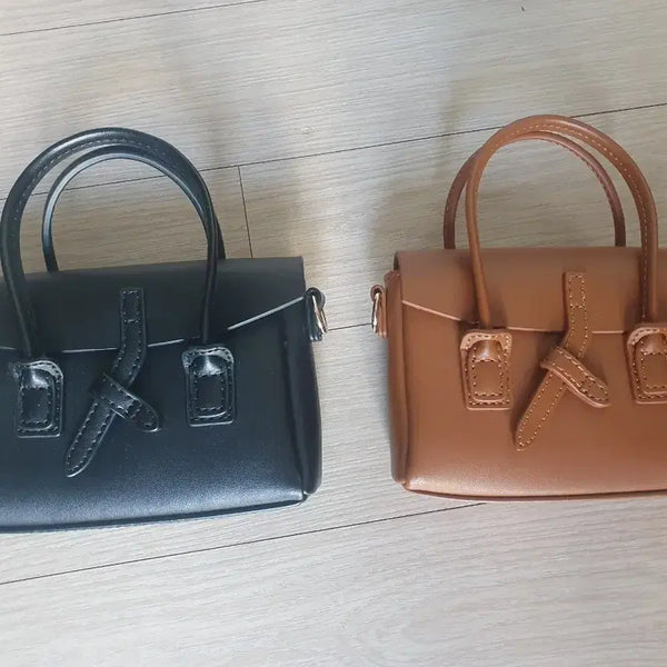 [BUNJANG] Della Stella Women's Mini Bag Set (Tote, Shoulder, Crossbody) - Black & Brown / [새상품] 여성 미니백/스몰백(토트백, 숄더백, 크로스백 겸용) 블랙, 브라운 2개 일괄 판매