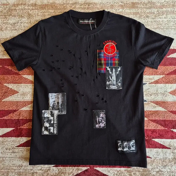 [BUNJANG] ZARA x ANDERSSON BELL Distressed Patchwork Short Sleeve T-Shirt / 자라 x 앤더슨벨 디스트로이드 멀티 패치워크 반팔 티셔츠 S(90)