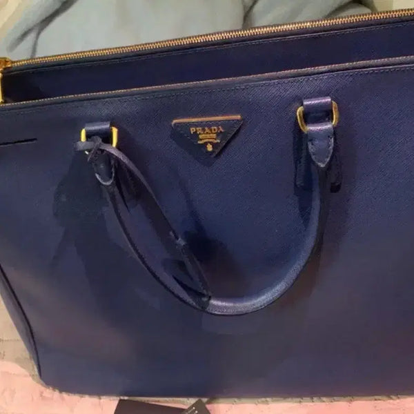 [BUNJANG] Prada Saffiano Leather Tote Bag Navy / 프라다 사피아노 토트백 네이비 프라다가방