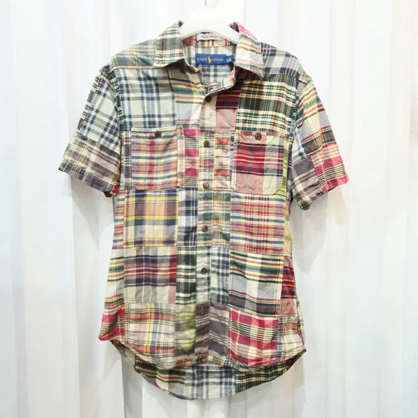[BUNJANG] Polo Ralph Lauren Patchwork Short Sleeve Shirt / S 폴로 랄프로렌 패치워크 반팔 셔츠 C655