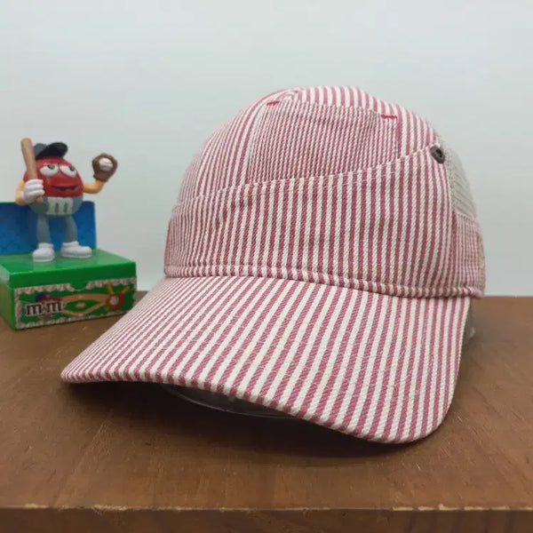 [BUNJANG] New Era 940 K-Frame Hickory Stripe Trucker Pocket Ball Cap / 뉴에라 940 K프레임 히코리 스트라이프 트럭커 포켓 볼캡 레드 스톤
