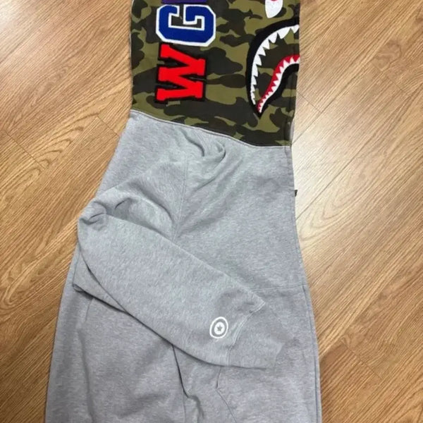 [BUNJANG] BAPE Shark Hoodie Zip-Up Grey / 베이프 샤크 후드 집업 그레이