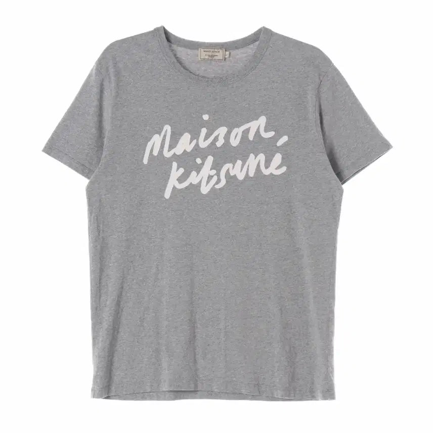[BUNJANG] Maison Kitsuné Handwriting Cotton T-Shirt / 메종키츠네 핸드라이팅 코튼 반팔 티셔츠 그레이 xs