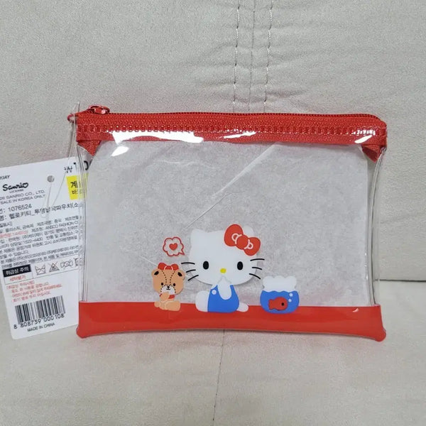 [BUNJANG] Daiso Hello Kitty Transparent Pouch Red / 다이소 헬로키티 투명 파우치 레드