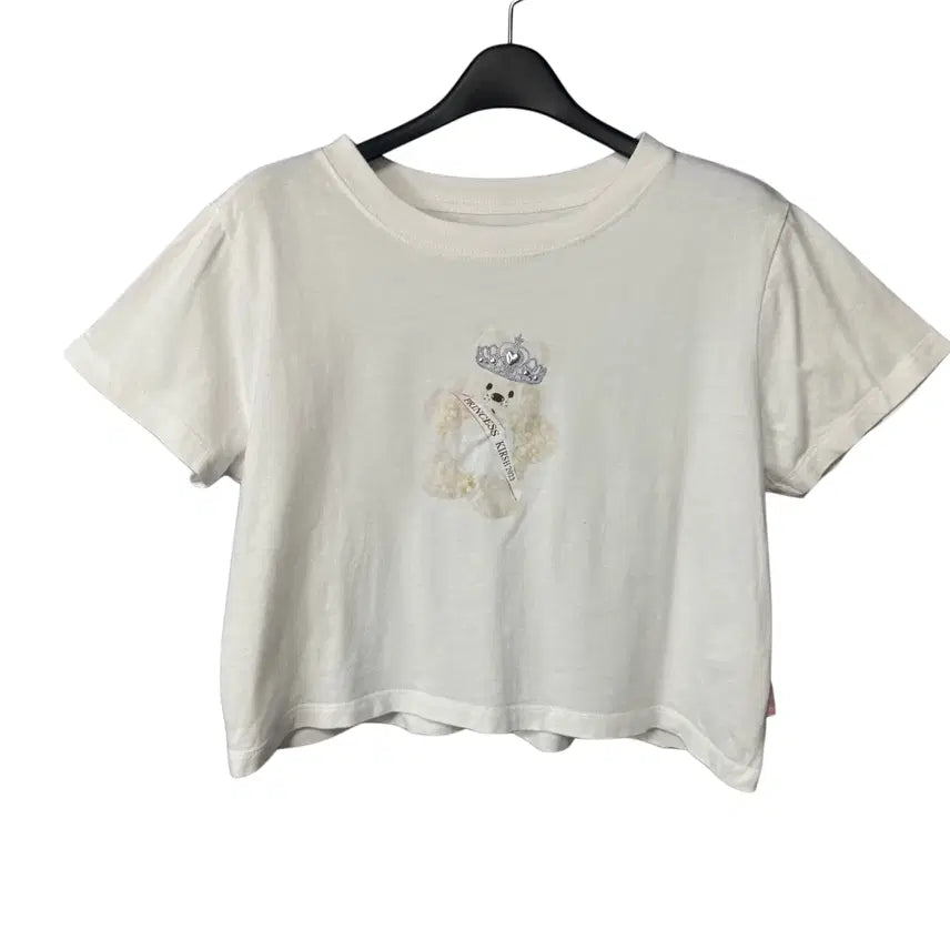 [BUNJANG] Kirsh White Printing Crop T-Shirt / 1 키르시 화이트 프린팅 크롭 반팔티