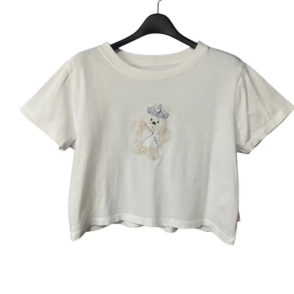 [BUNJANG] Kirsh White Printing Crop T-Shirt / 1 키르시 화이트 프린팅 크롭 반팔티