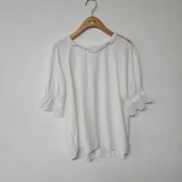[BUNJANG] Karl Lagerfeld White Eyelet Blouse / 칼 라거펠트 화이트 아일렛 블라우스