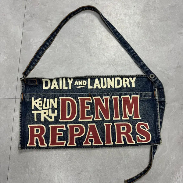 [BUNJANG] Kapital Denim Damaged Short Apron Wearable Accessory / 캐피탈 KAPITAL 데님 데미지 숏 애드 에이프런 웨어러블 액세서리