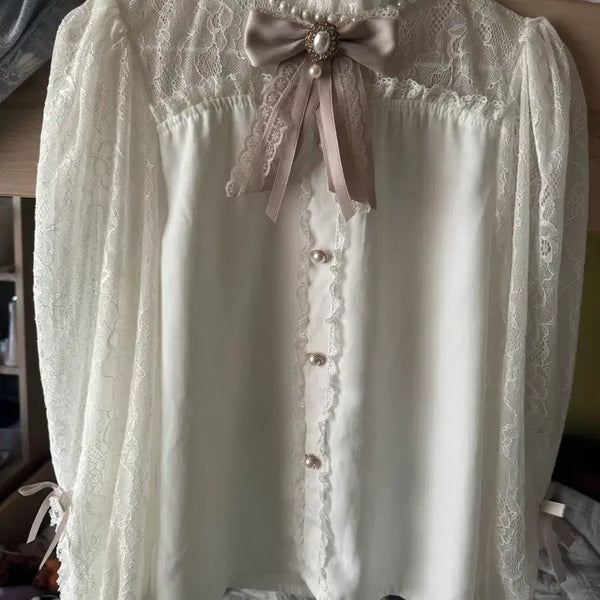 [BUNJANG] Rosita Blouse White/Pink / 급전)로지타 블라우스 흰핑 지뢰계 양산형