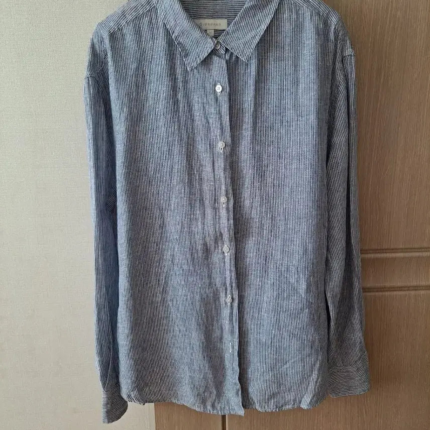 [BUNJANG] Giordano Stripe Shirt Blue / 지오다노 스트라이프 마 셔츠 블루