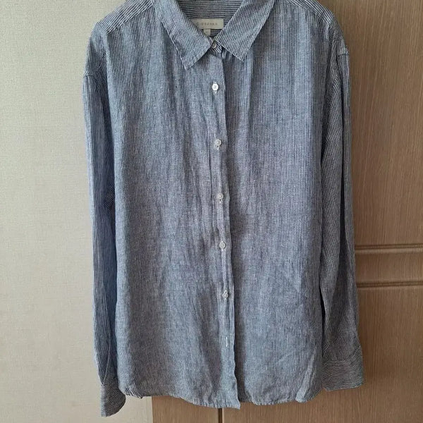 [BUNJANG] Giordano Stripe Shirt Blue / 지오다노 스트라이프 마 셔츠 블루