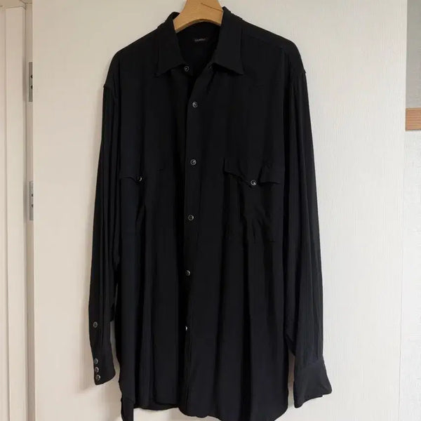 [BUNJANG] Comoli Rayon Military Shirt Black Size 2 / 코모리 레이온 밀리터리 셔츠 블랙 2