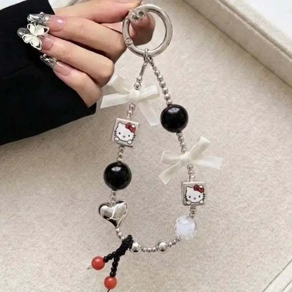 [BUNJANG] Hello Kitty Heart Bead Keychain Handmade / 새상품 헬로키티 키링 하트 비즈 액세서리