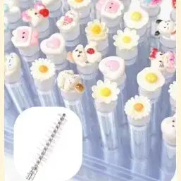 [BUNJANG] Character Case Screw Brush Eyelash Material Eyebrow Comb (10-Piece Set) / 화이트 캐릭터 케이스 스크류 브러쉬 속눈썹 재료 눈썹빗 10개입 핑크 화이트 옐로우캣 옐로우 그린 블루 퍼플 " 소개해드