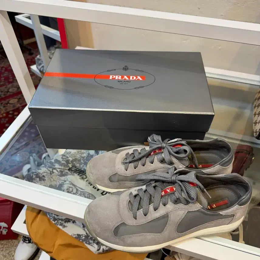 [BUNJANG] Prada America's Cup Sneakers Grey Suede Size 260mm / 프라다 아메리카컵 스니커즈 그레이 스웨이드 260mm