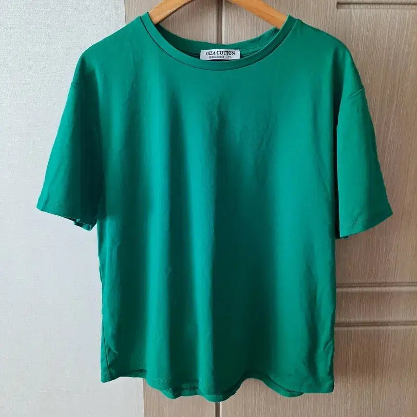 [BUNJANG] Giza Cotton Basic Short-Sleeve T-Shirt - Green / GIZA COTTON 그린색 기본 반팔 티셔츠