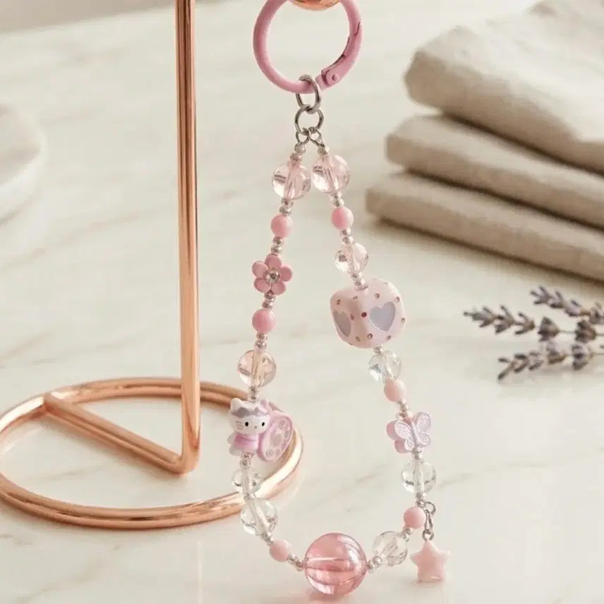 [BUNJANG] Hello Kitty Handmade Beaded Keychain / 새제품 헬로키티 비즈 키링 키티