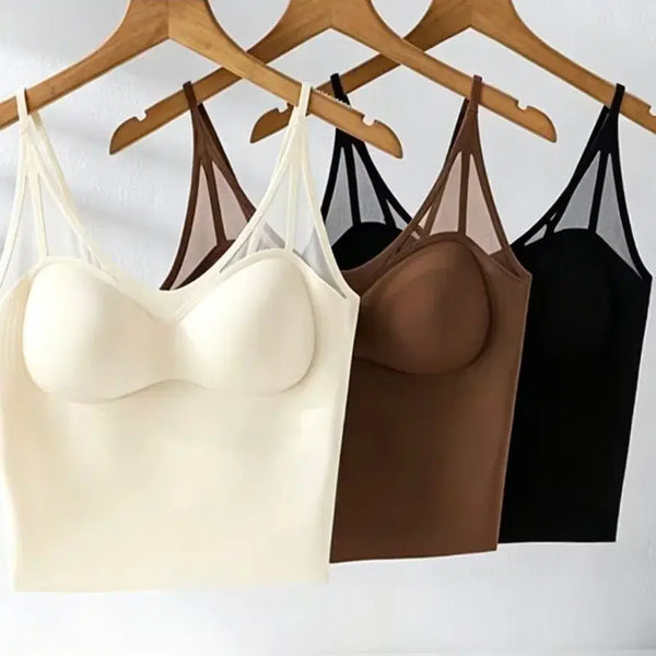 [BUNJANG] 3-Pack Built-in Bra Tank Top (Beige, Brown, Black) - Size 88 / 민소매 브라탑 / 끈나시 / 캡 내장 / 3종,88사이즈