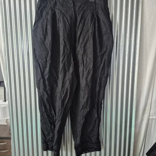 [BUNJANG] Women's Black Lace Hem Pants / 2 여성 블랙 레이스 밑단 바지
