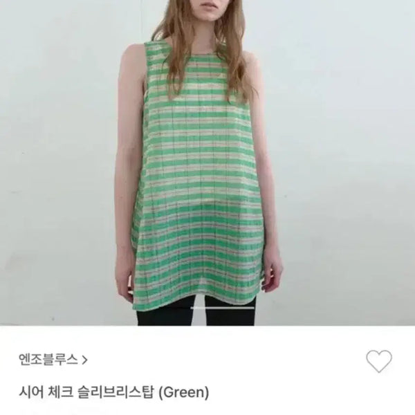 [BUNJANG] Enjoys Blues Sheer Check Sleeveless Top Green / 엔조블루스 시어 체크 슬리브리스탑 그린