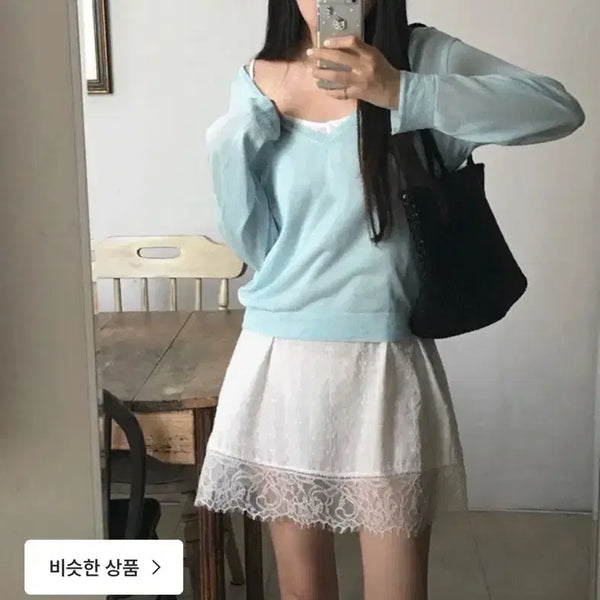 [BUNJANG] Peter & Wendy Colorbook Summer Deep V-Neck Knit (Mint) / 피터앤웬디 컬러북 썸머 딥 브이넥 니트 (민트)