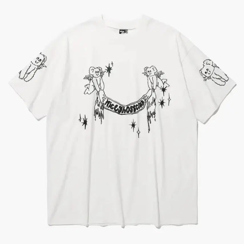 [BUNJANG] Nice Ghost Club Heavenly Bear Angel T-Shirt White / 나이스고스트클럽 헤븐리 베어 엔젤 티셔츠_화이트