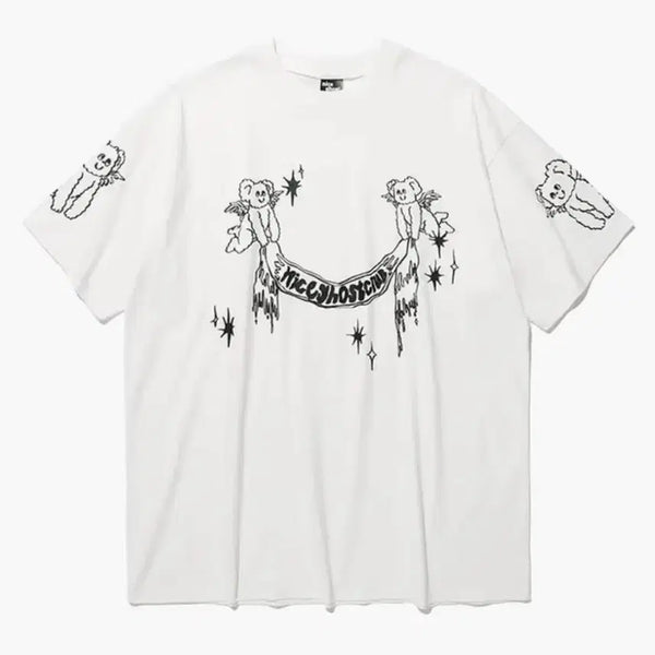 [BUNJANG] Nice Ghost Club Heavenly Bear Angel T-Shirt White / 나이스고스트클럽 헤븐리 베어 엔젤 티셔츠_화이트