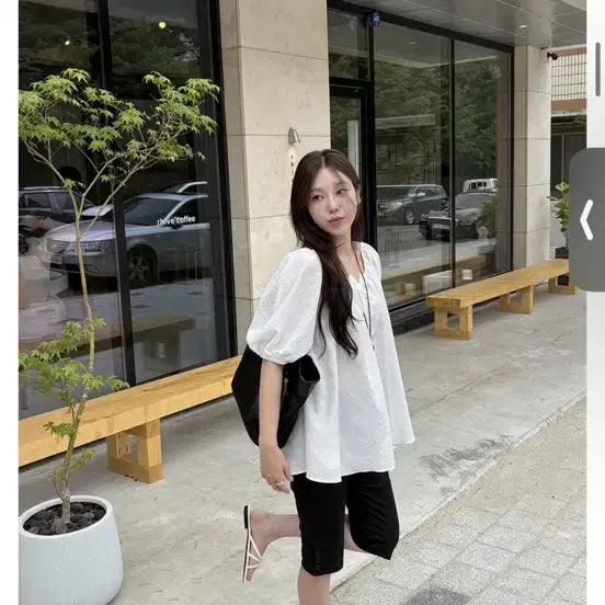 [BUNJANG] DAYIN Seersucker Blouse / 데이인 여름 시어서커 블라우스
