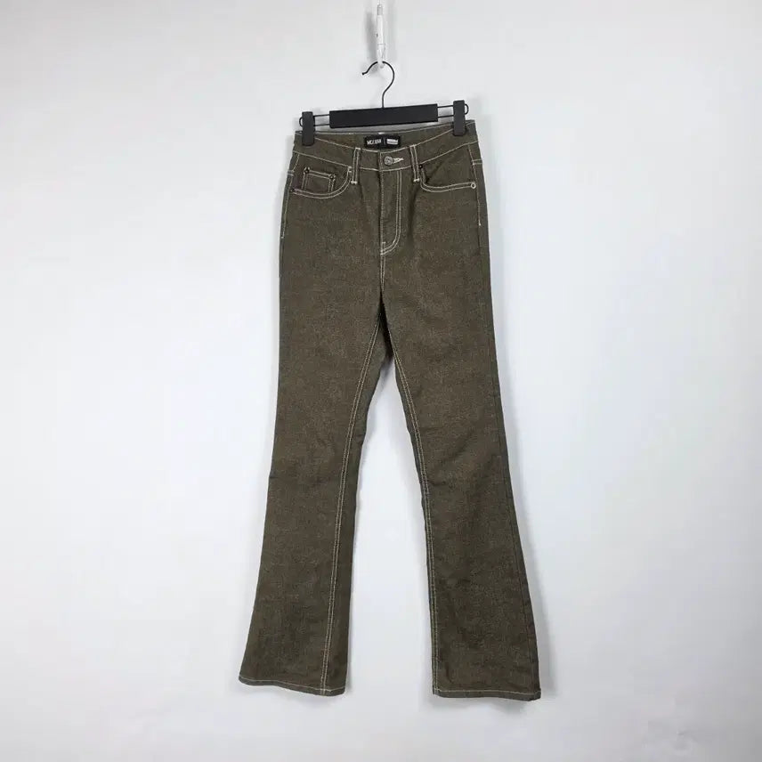 [BUNJANG] Milliemore Khaki Stitch Span Bootcut Denim Pants Women's Size 25 / 밀리엄코어 카키 스티치 스판 부츠컷 데님 팬츠 여 25인치 260803
