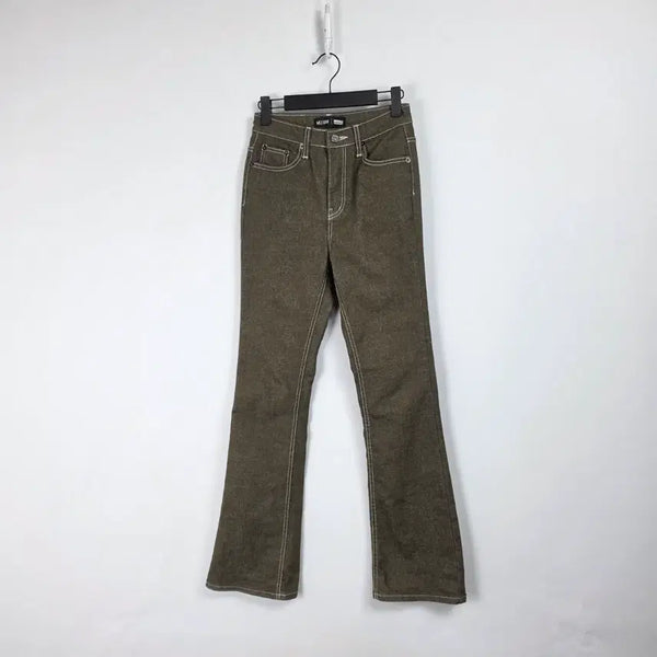 [BUNJANG] Milliemore Khaki Stitch Span Bootcut Denim Pants Women's Size 25 / 밀리엄코어 카키 스티치 스판 부츠컷 데님 팬츠 여 25인치 260803