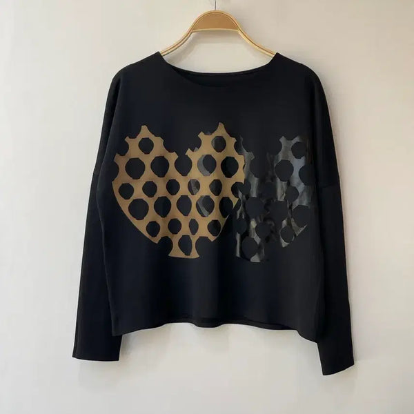 [BUNJANG] PartsPARTS Heart Long Sleeve Top Black / 파츠파츠 PartsPARTS 하트 롱슬리브 탑 블랙 free