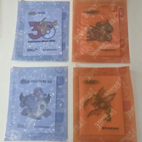 [BUNJANG] Pokemon Stickers (Tteubuseal) - Pikachu, Bulbasaur, Scyther, Hoopa Artwork 30th Anniversary / 교환! 포켓몬 띠부씰 피카츄 이상해씨 스라크 후파 아트워크 30주년