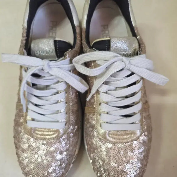 [BUNJANG] Premiata Glitter Sneakers Gold/Silver / 프리미아타 글리터 스니커즈 골드/실버  }39