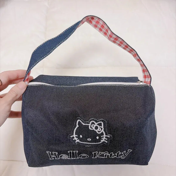 [BUNJANG] Hello Kitty Denim Mini Bag Pouch / 헬로키티 데님손가방 미니백 파우치 새상품