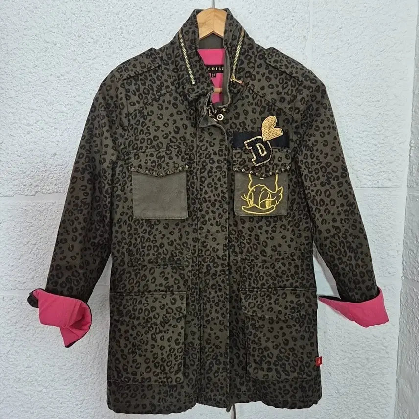 [BUNJANG] Egoist Leopard Lined Field Jacket Pink / 에고이스트 레오파드 야상 자켓 핑크 안감