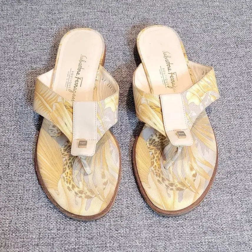 [BUNJANG] Salvatore Ferragamo Flower Pattern Leather Strap Slippers / 페라가모   슬리퍼 235
