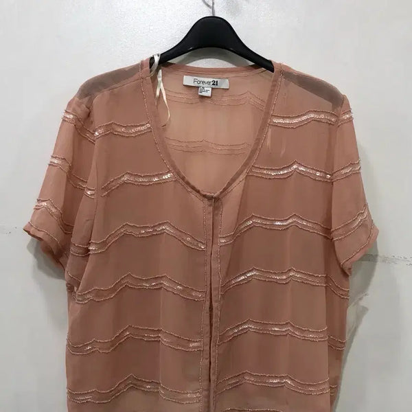 [BUNJANG] Forever 21 Pink Sequin Blouse / 포에버21 셔츠 블라우스 핑크색 스팽글 장식
